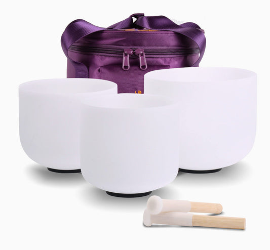 Cuencos Cuarzo Blanco - Set 3 Piezas - 432hz - 99.99% Cuarzo